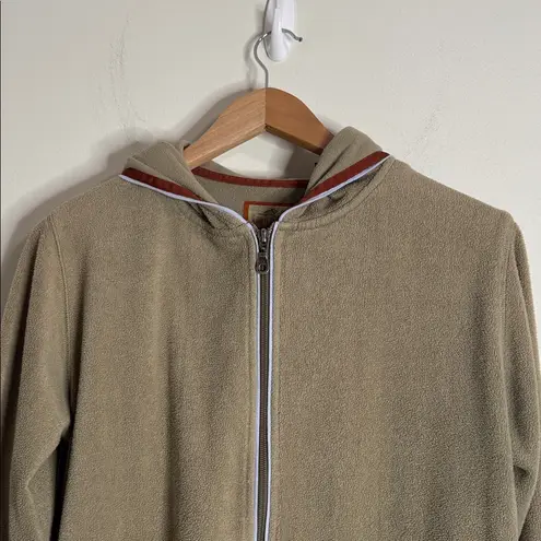 Horny Toad Toad & Co Tan/Khaki Hooded Full Zip Fleece Plush Hoodie size L