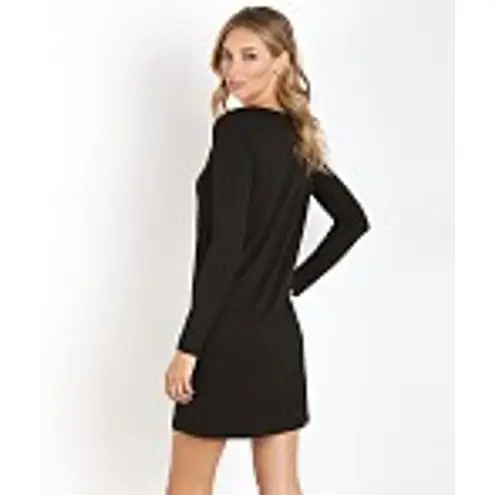 LNA Rey Dress Black Soft Stretch Jersey Knit Cutout Medium Minimal Basic Revolve