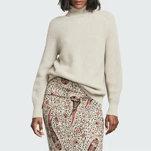 Veronica Beard Avia Oatmeal Cashmere Turtleneck Sweater - Image 3