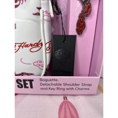 Ed Hardy White Baguette with Charm Key ring Set