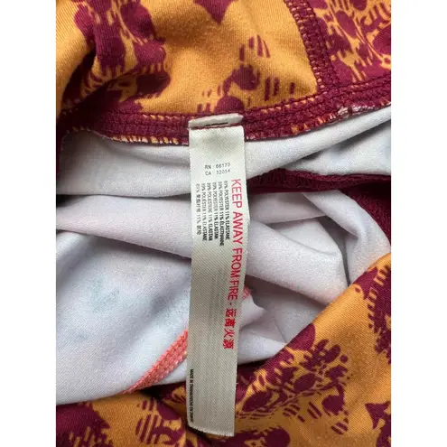 Free People Womens Yoga Leggings With Wild Floral & Geometric Prints Ruched Ankl Orange Size M