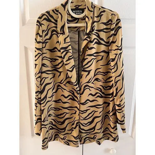 Scotch & Soda Wrap Printed Satin Blazer Missing Belt Size Large