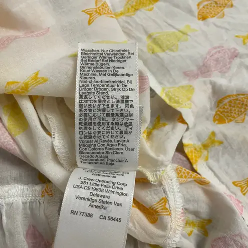 J.Crew Fish Print Cotton Gauze Dress Women’s M Rope Tie Beach Coverup White Size M