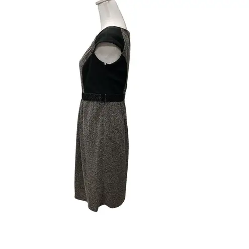 Signature by Sangria Women's Dress Sz 8 Black Gray Career Cap sleeve Tweed Fall