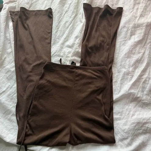 Streetwear Society Brown wide leg cutout pants