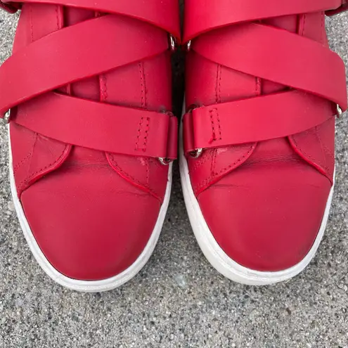 Valentino Garavani V-Punk red leather belted low-top sneakers size IT 37 US 7