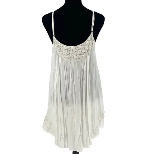 Angel Biba  Womens Scoop Neck Crochet Trim Slip Cami Dress White Size 8