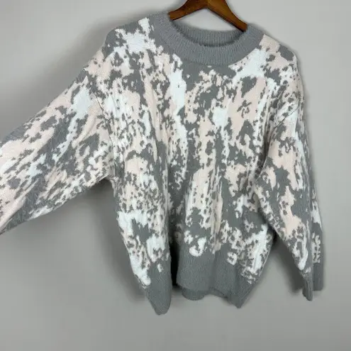 FRNCH Paris Sweater Womens S/M Nadera Fuzzy Crew Neck Knit Gray White Soft Cozy Size M - Image 5