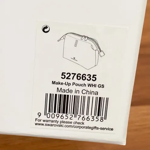 Swavorski SWAROVSKI White Faux Saffiano Leather Make-up Cosmetic Pouch
