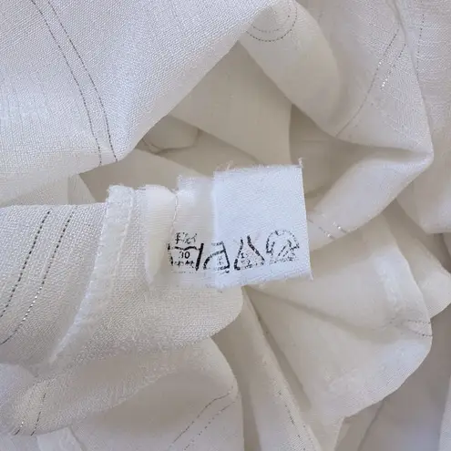 Shin Jia Shing Ivory Embroidered Long Sleeve Collared Button Down Blouse White