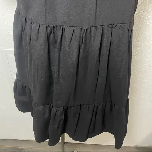 Tuckernuck Pomander Place “Quinn” Black Puff Sleeve Tiered Mini Dress | Size S