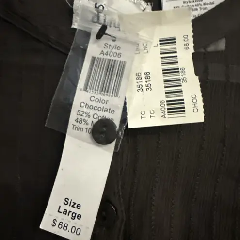 LINQ California Chocolate Brown Henley Women’s Size L Large MSRP $68 NWT