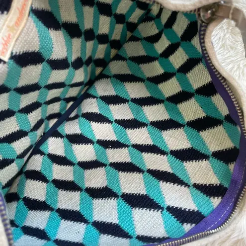 Sophie Anderson Blue Geometric Woven Clutch