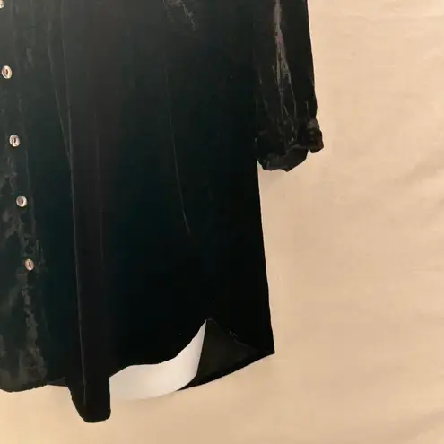 April Cornell Velvet Button Up Shirt Medium Black