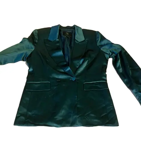 HOUSE OF HARLOW 1960 GREEN SATIN COCKTAIL BLAZER (M) Size M