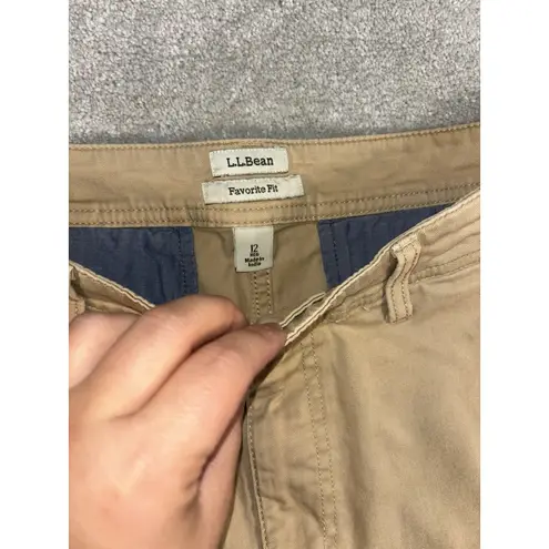 LL Bean Favorite Fit Chino Shorts Womens Size 12 Reg Brown