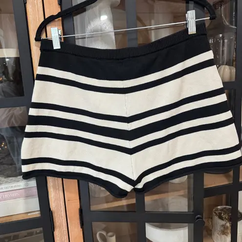 H&M  fine knit shorts striped high rise neutral resort beach swim coverup
