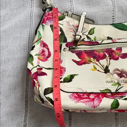 Dana Buchman Pink and White Floral Shoulder Bag with Silver Accents