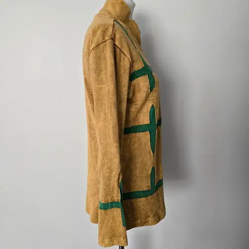 Topaz Mustard & Green Geometric Cotton Zip Jacket Size Large