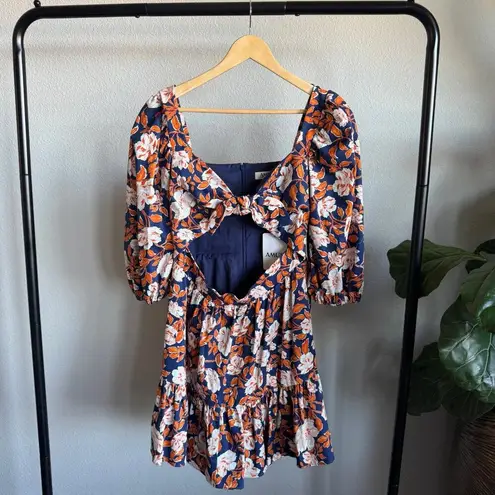 Amur Medina Mini Dress Twilight Blue Floral Size 6 NWT