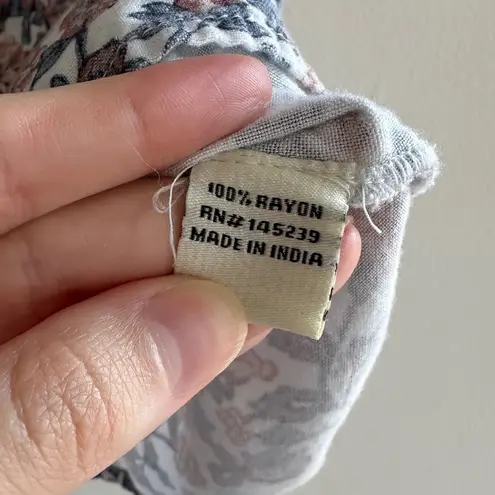 Sim & Sam Dusty Rose and Blue Floral Smocked Tank Top, Size Large