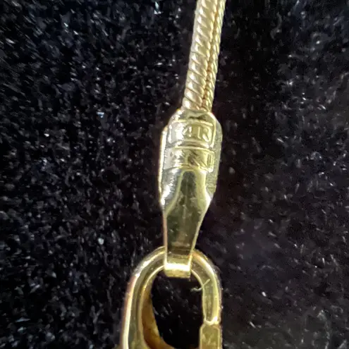 14K Italy Solid Gold Snake Chain 19" Necklace 4.3g w/ Solitaire Pendant