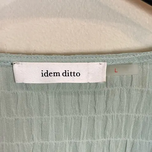 idem Ditto  Smocked Puff Sleeve Blouse Textured Size Large‎ Gauze Mint