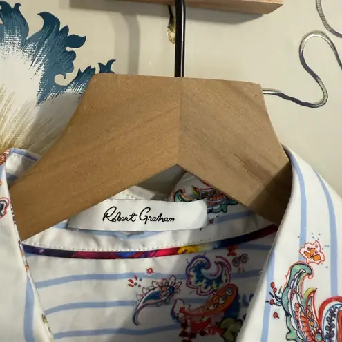 Robert Graham Shirt Dress Button Up Tie Paloma Belted Cotton Mini Shirt Dress 2