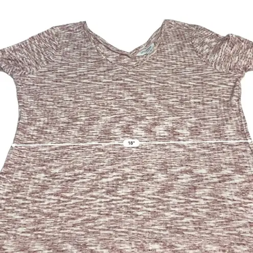 Liverpool Los Angeles Womens Space Dyed Pink V-Neck Short Sleeve Knit Top Sz L