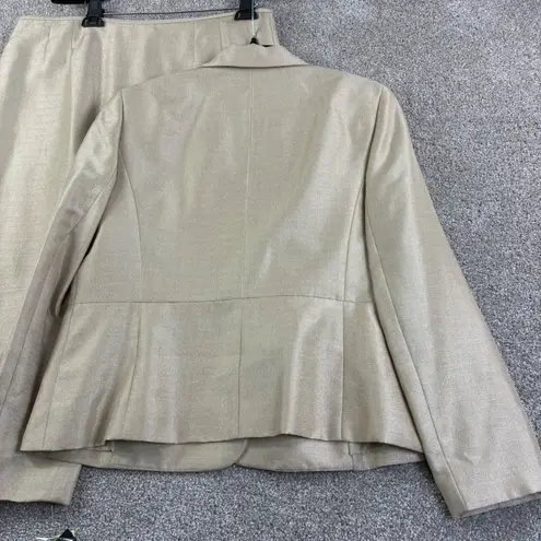Le Suit Womens Size 14 Gold Textured Metallic Suit Jacket Pencil Skirt