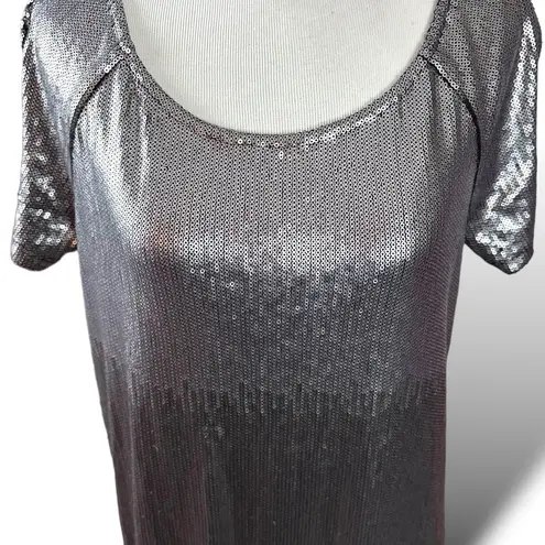 Free People  Drenched in Sequins Mini Dress Gunmetal Metallic Ombre Small Club