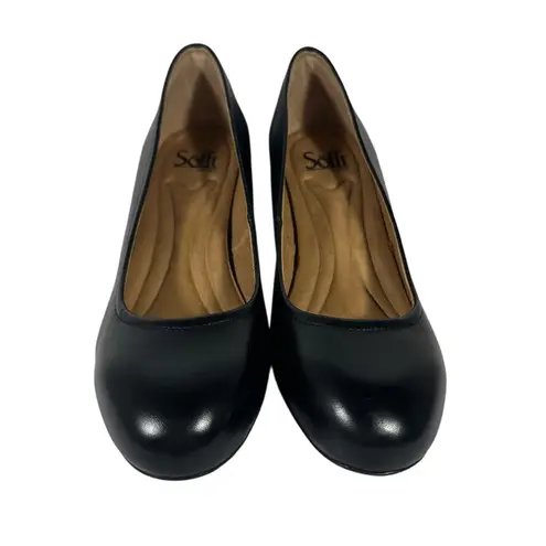 Sofft Black Leather Lana High Heels Pumps Classic Neutral Round Toe Size 8