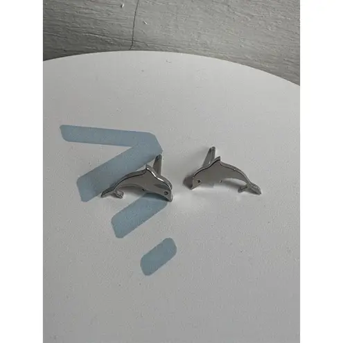 Stainless Steel Dolphin Stud Earrings NWT Silver