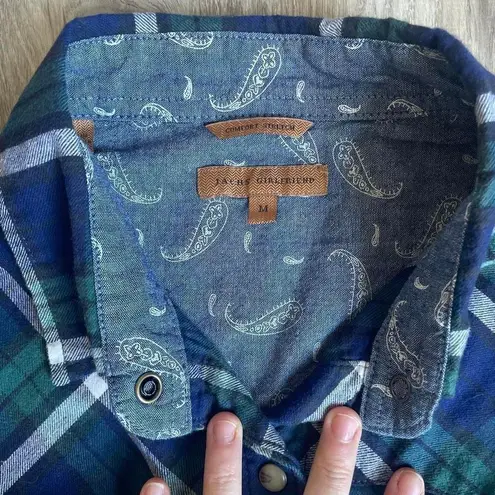 Jachs Girlfriend Blue & Green Pearl Button Up Flannel with Paisley Size Medium