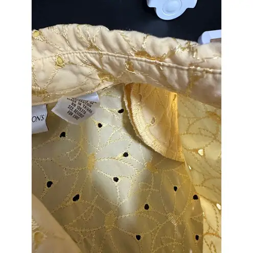 draper's & damon's Yellow Embroidered Long Sleeve Shirt Women's Size Small S