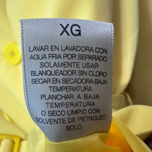 London Fog Womens Bright Yellow Trench Rain Coat XG XL Belted Double Breasted