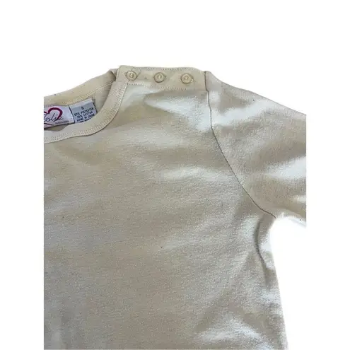 Vintage 80s Basic Long Sleeve Shirt Top Pale Yellow Jolie Intimates S