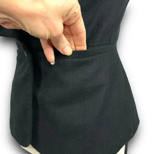 Anthropologie Tabitha Falling In Love Black Wool Blend Vest Ruffle Vneck Size 4