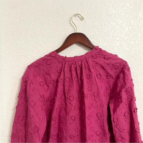 Soft Surroundings Womens Shirt Blouse Mauve Embroidered 3D Flower Size Medium