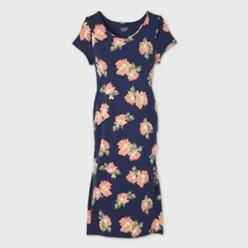 Isabel Maternity Blue Floral Print Short Sleeve T