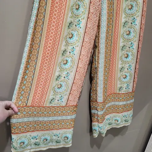 Tacera Floral Wide Leg Flowy Pants Sz L