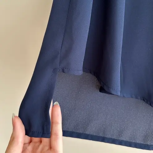 Elodie Navy Blue Swing Tank Top, Sheer Flowy Blouse, Size Small