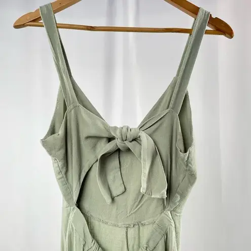 Newbury Kustom Tie Back Wide Leg Cropped Jumpsuit in Light Green Size Small