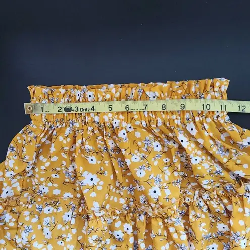Jeuvre Yellow Floral Crop Tank Top and Skirt Set Size Small