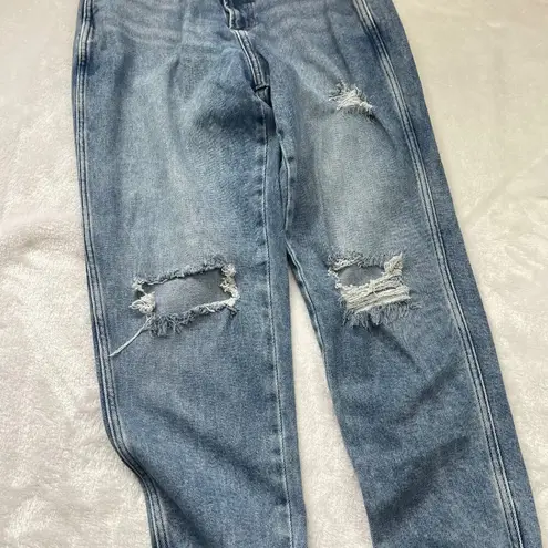 Arizona JUNIORS Highest-Rise Curvy Mom Jeans Distressed Size 9 Light Wash Denim