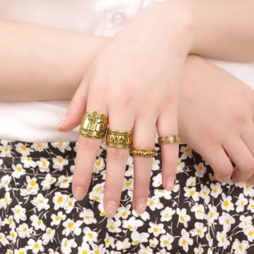 Boutique 🐘 4pc Boho Elephant Gold Midi Rings Bohemian New