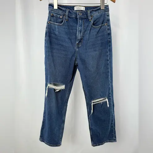 Abercrombie & Fitch Abercrombie &‎ Fitch Ankle Straight Ultra High Rise Distressed Straight Jeans 27