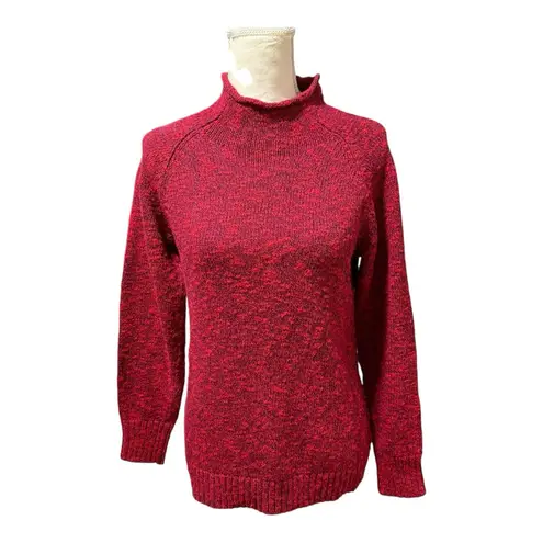 VTG L.L. Bean Wool Blend Pullover Knit Sweater Size S Made in USA Red