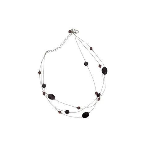 Purple Beaded Layered Necklace Silver Tone Chain Costume Jewelry Y2K Purple