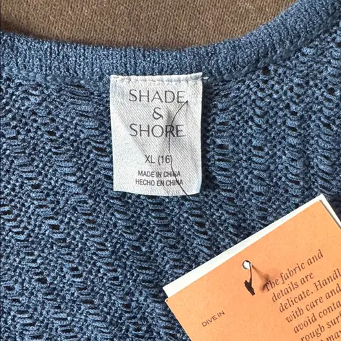 Shade & Shore Women’s  Blue Knit Sheer Maxi Tank Cover Up Size XL 16 NWT